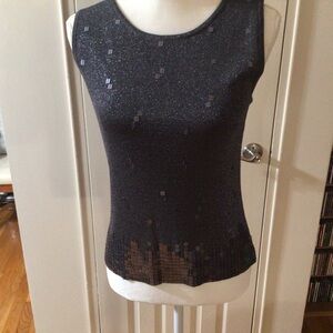 Black Sequin Sleeveless Top  Large Never Worn